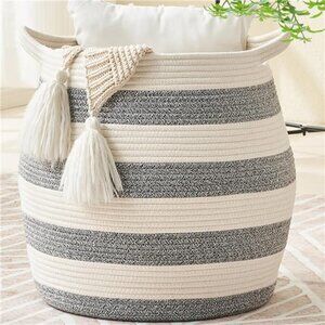 Woven Baskets for Storage(17"x17"), Rope Basket Woven Baby Laundry Hamper